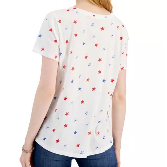 Style & Co. Nwot. Women’s cotton printed v-neck tshirt. Size PL - Picture 3 of 17